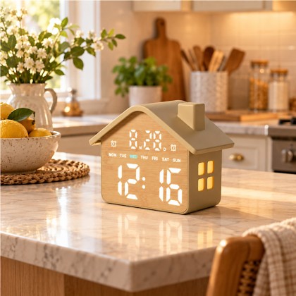 House-Shaped LED Digital Alarm Clock