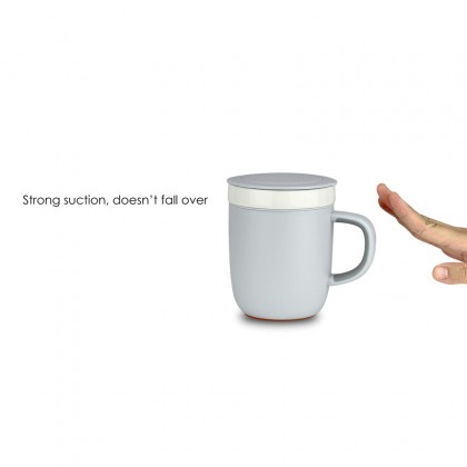Customizable Ceramic Suction Coffee Mug with Spill-Proof Base