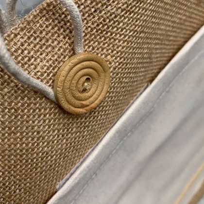 Jute Bag With Button Front Pocket