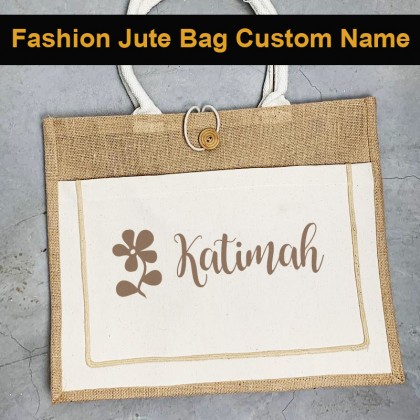 Jute Bag With Button Front Pocket