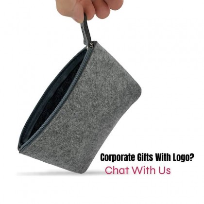 Customizable Multipurpose Travel Felt Pouch with Zipper Closure