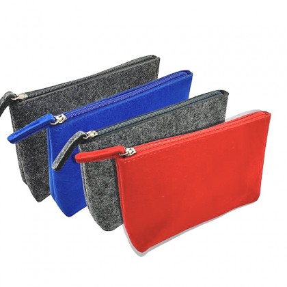 Customizable Multipurpose Travel Felt Pouch with Zipper Closure