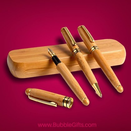 Bamboo Wood Pen Set With Box