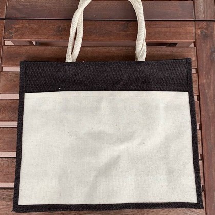 A3 Large Jute Bag With Front Canvas Pocket