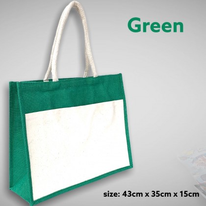 A3 Large Jute Bag With Front Canvas Pocket
