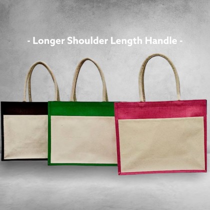 A3 Large Jute Bag With Front Canvas Pocket