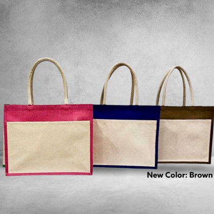 A3 Large Jute Bag With Front Canvas Pocket