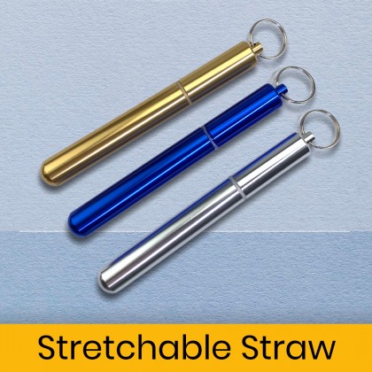 Expandable Straw With Casing Keychain
