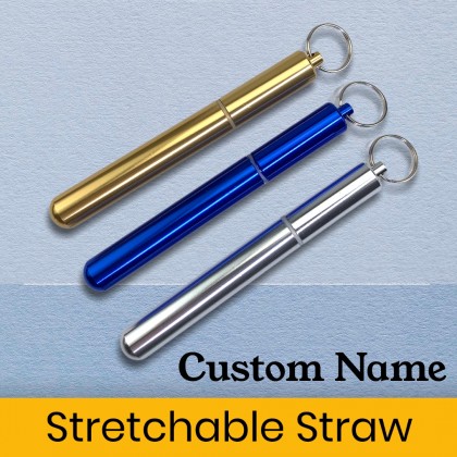 Expandable Straw With Casing Keychain