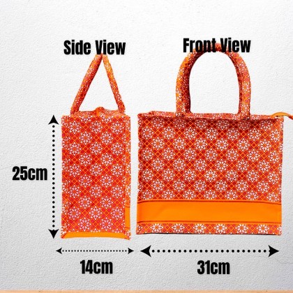 Floral Tote Bag With Zipper And Pocket