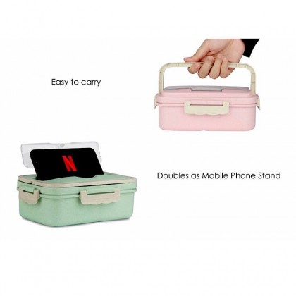 Double Layer Wheat Lunch Box