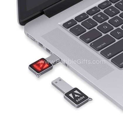 Square Keychain Travel USB Thumb Drive With LED Light