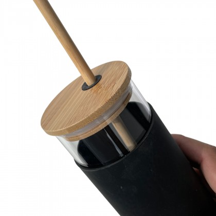 Bamboo Wood Drinking Glass Bottle
