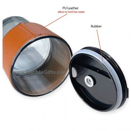 Glass Mug With PU Hand Holder