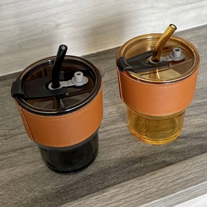 Trendy Glass Mug With Glass Straw