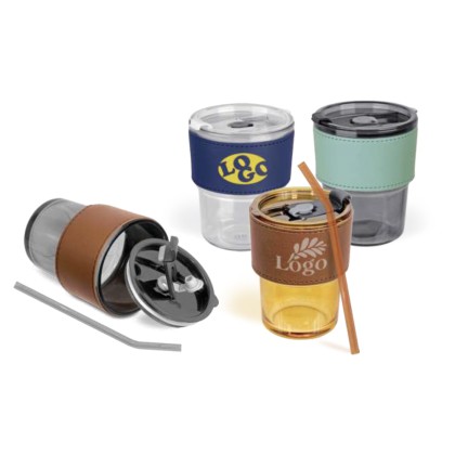 400ml Glass Mug With Leather Holder