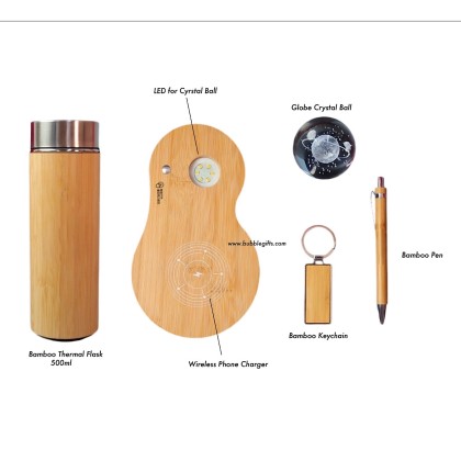 Bamboo Business Gifts Set With Phone Charger