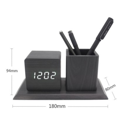 Multifunction Desktop Pen Holder with Voice-Controlled Alarm Clock