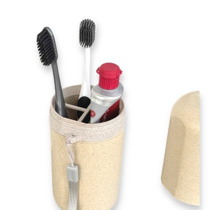 Eco-Friendly Wheat Straw Toothbrush Holder with Hand String – Customisable Promotional Gift