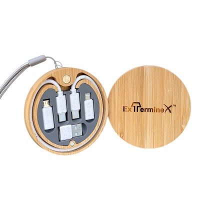 Multi Cables Type C Lightning USB Charging Cables With Bamboo Box