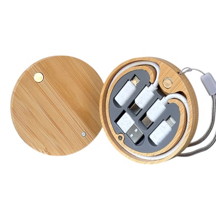 Multi Cables Type C Lightning USB Charging Cables With Bamboo Box
