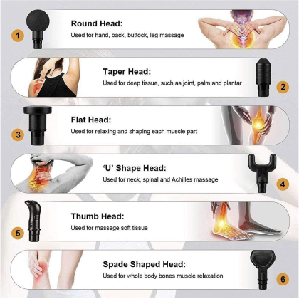 Customizable Percussion Body Massage Gun with 6 Heads & Powerful Motor