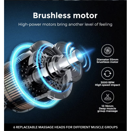 Customizable Percussion Body Massage Gun with 6 Heads & Powerful Motor