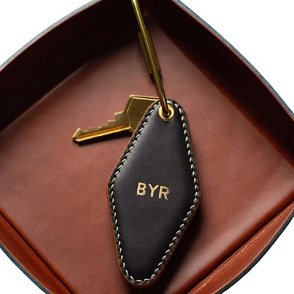 Customizable Classic Leather Keychain with Brass Loop