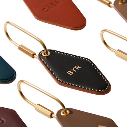Customizable Classic Leather Keychain with Brass Loop