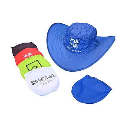 Customizable Foldable Nylon Hat in a Portable Pouch