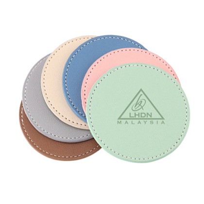 Customizable 8cm PU Leather Cup Coaster with Thermal Insulation
