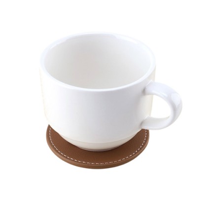 Customizable 8cm PU Leather Cup Coaster with Thermal Insulation