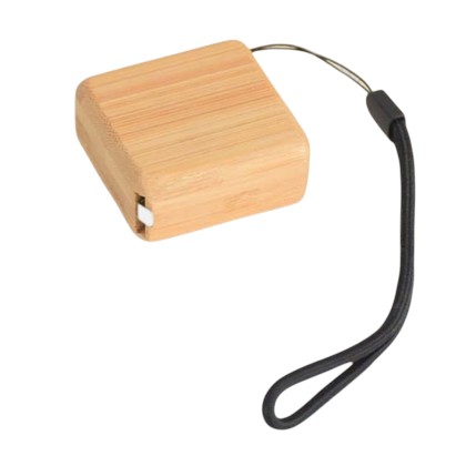 Customizable Mini Keychain Measuring Tape with Natural Wood Case (15cm)