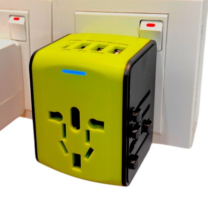 Customizable Universal Travel Adapter with 10A Fuse & LED Indicator