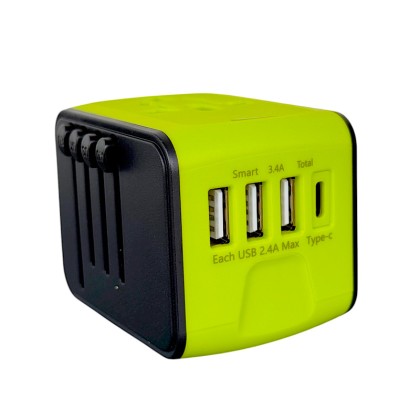 Customizable Universal Travel Adapter with 10A Fuse & LED Indicator