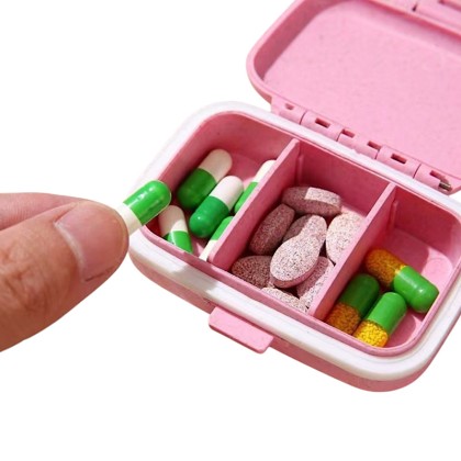 Customizable Eco Wheat Fiber Mini Pill Box for Daily Medication