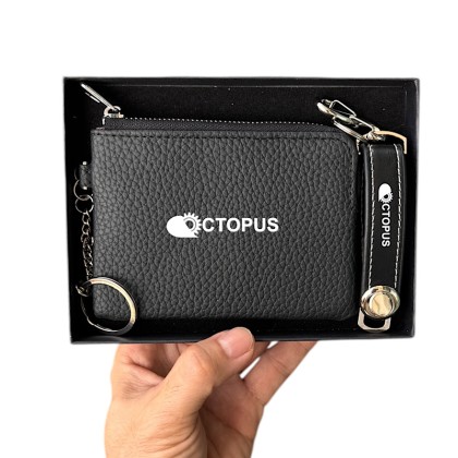 Premium Business Gift Set: Customizable PU Leather Card Coin Pouch & Key Organizer