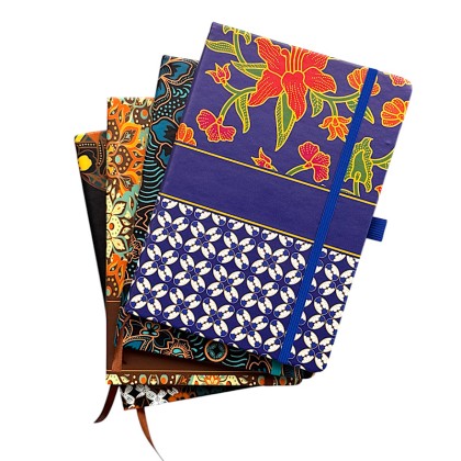 Customizable A5 PU Leather Hardcover Notebook with Traditional Batik Designs