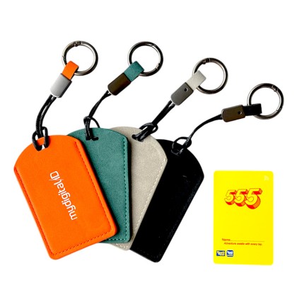 Customizable PU Leather ID Card Pouch with Durable Paracord Rope