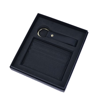 Premium Executive Gift Set: Multi-Slot PU Leather Card Pouch with Keychain Strap