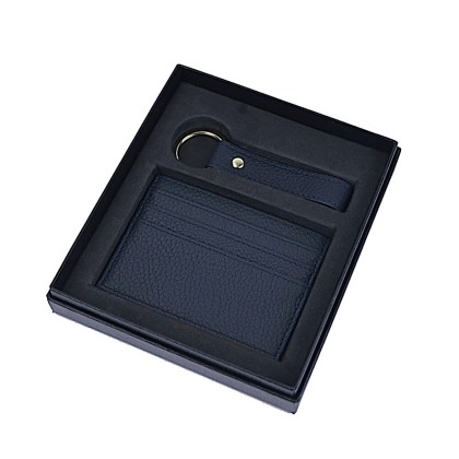 Premium Executive Gift Set: Multi-Slot PU Leather Card Pouch with Keychain Strap