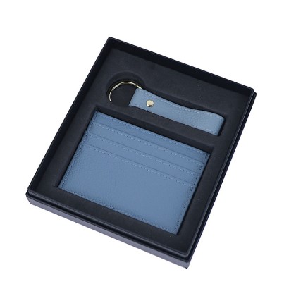 Premium Executive Gift Set: Multi-Slot PU Leather Card Pouch with Keychain Strap