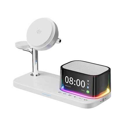 Premium 5-in-1 Wireless Charging Hub (25W) with Integrated Bluetooth Speaker