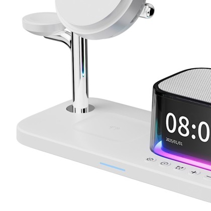 Premium 5-in-1 Wireless Charging Hub (25W) with Integrated Bluetooth Speaker