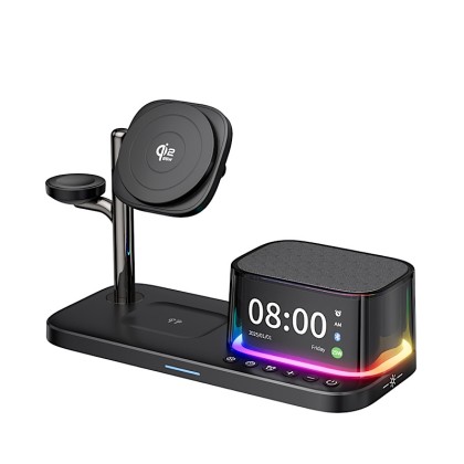 Premium 5-in-1 Wireless Charging Hub (25W) with Integrated Bluetooth Speaker