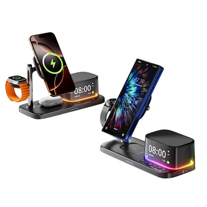Premium 5-in-1 Wireless Charging Hub (25W) with Integrated Bluetooth Speaker