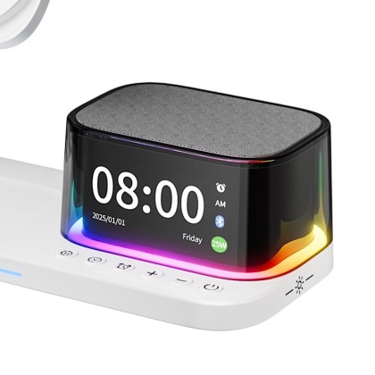 Premium 5-in-1 Wireless Charging Hub (25W) with Integrated Bluetooth Speaker