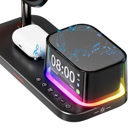 Premium 5-in-1 Wireless Charging Hub (25W) with Integrated Bluetooth Speaker