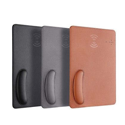 Premium PU Leather Mousepad with Integrated 15W Wireless Phone Charger