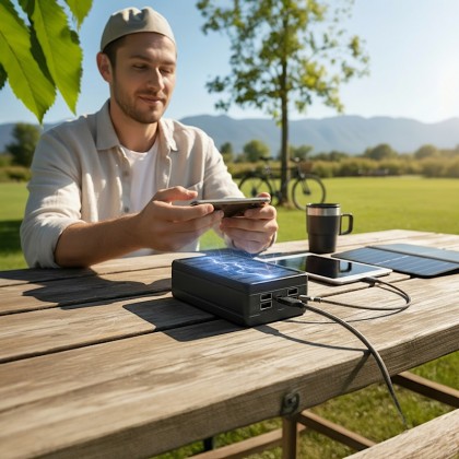 Premium 20,000mAh Solar Power Bank with Integrated Wireless Charging